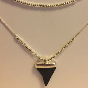 ❗️SOLD❗️H&M Silver and Black shark tooth necklace